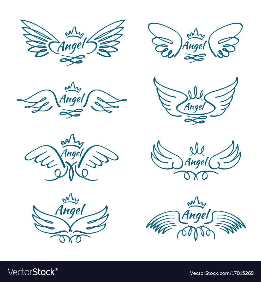 Elegant Angel Flying Wings Hand Drawn Wing Tattoo Vector Image