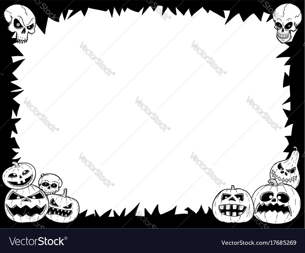 Halloween frame with skulls and pumpkins