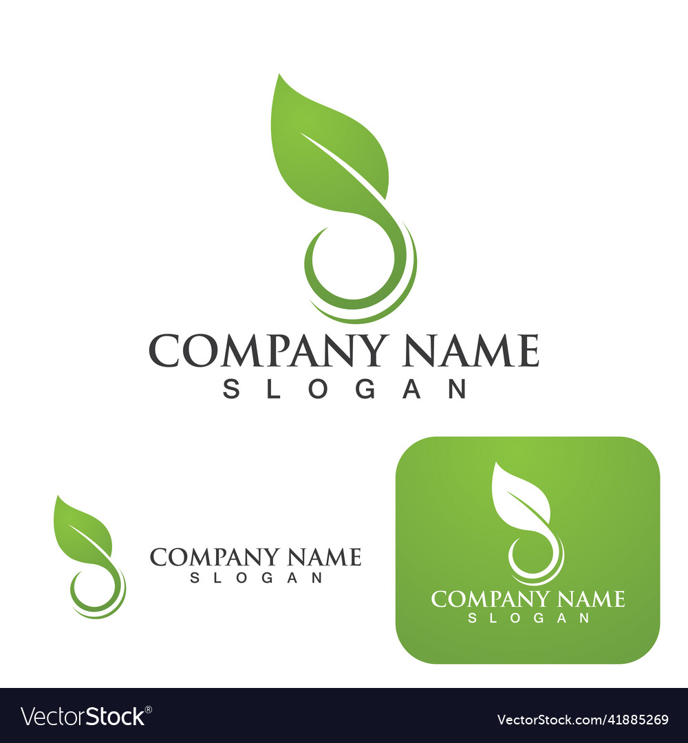 Logos of green tree leaf ecology Royalty Free Vector Image