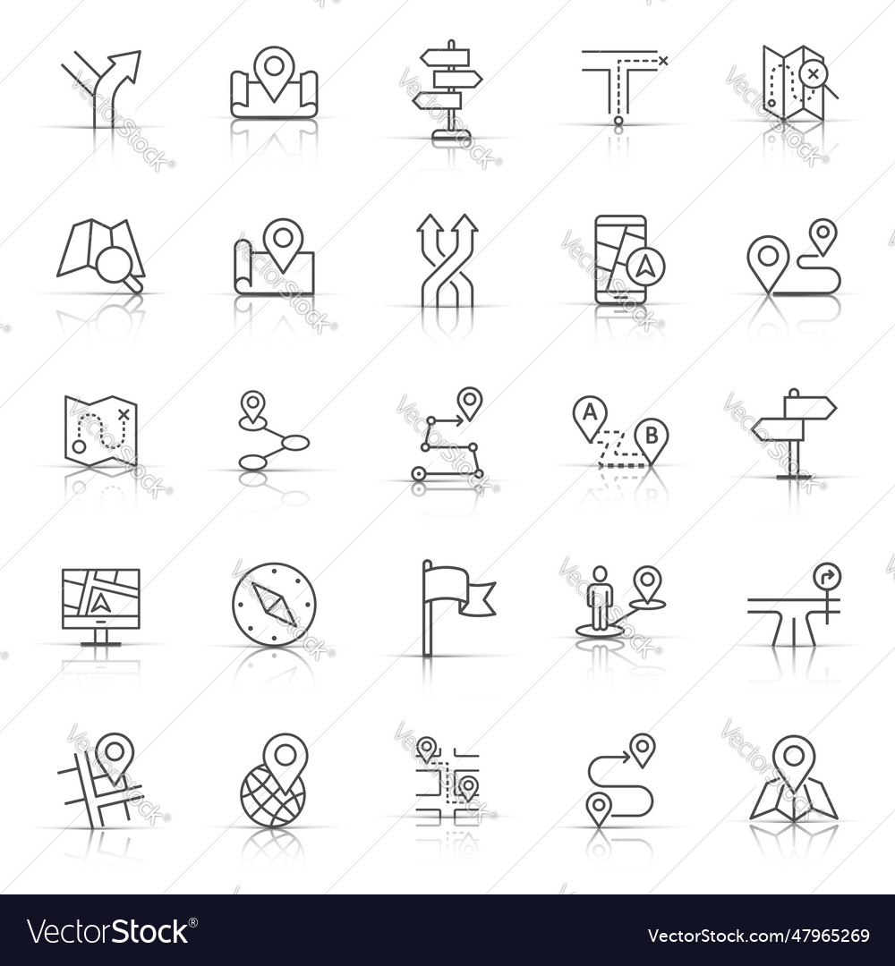 Navigation icon set in flat style gps direction
