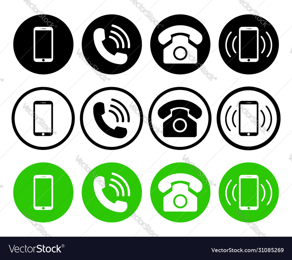 Phone Icon Telephone Mobile And Call Symbols Set Vector Image