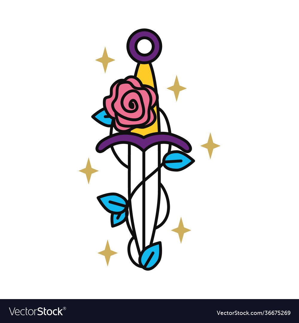 Rose and sword Royalty Free Vector Image - VectorStock