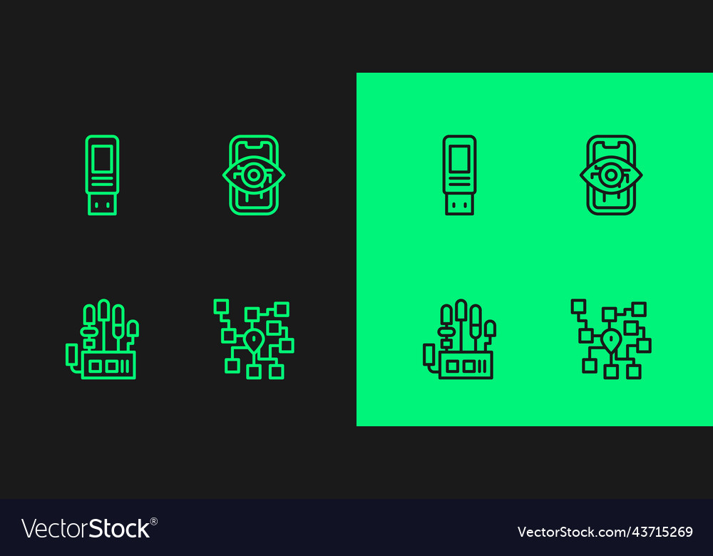 Set line neural network mechanical robot hand vector image Set line neural network mechanical robot hand
