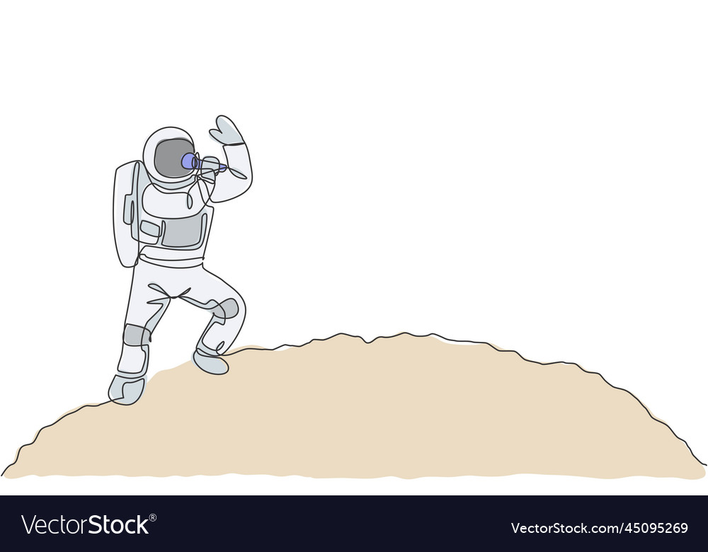 Single continuous line drawing astronaut singer