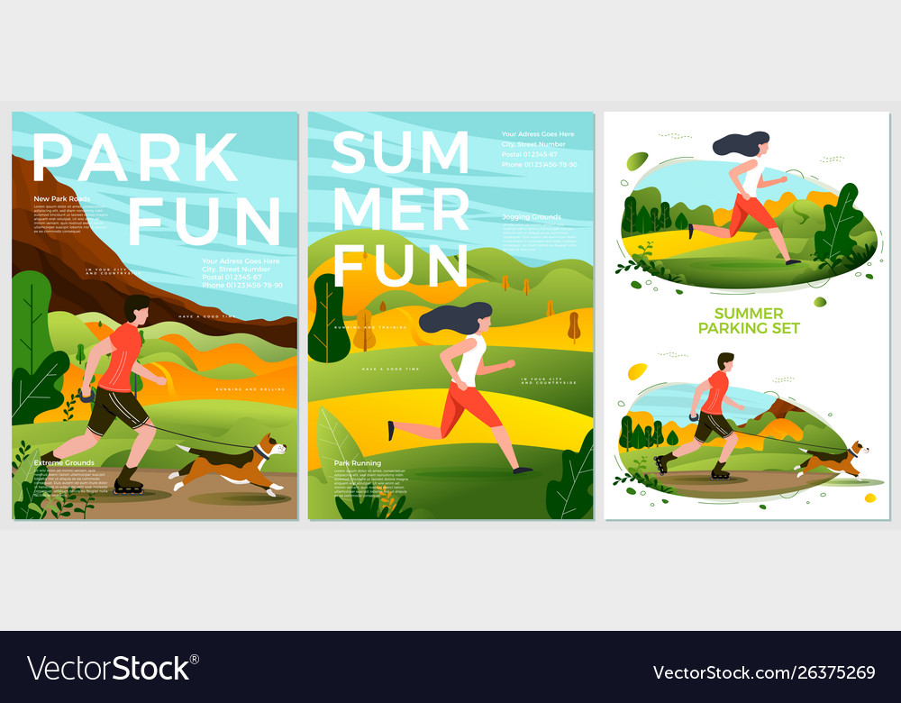 Summer posters - roller riding and running