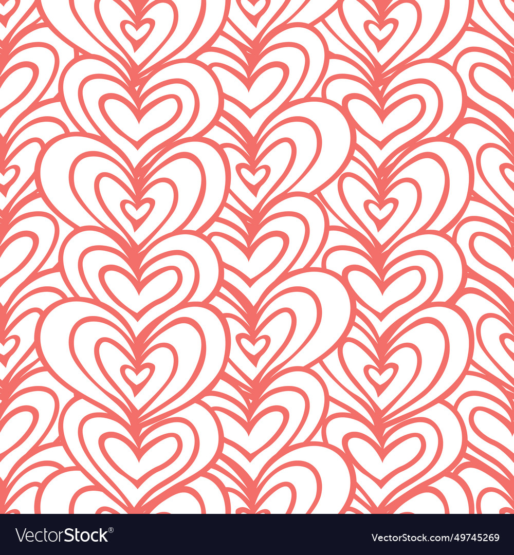 White wireframe overlapping hearts repeat vector image White wireframe overlapping hearts repeat