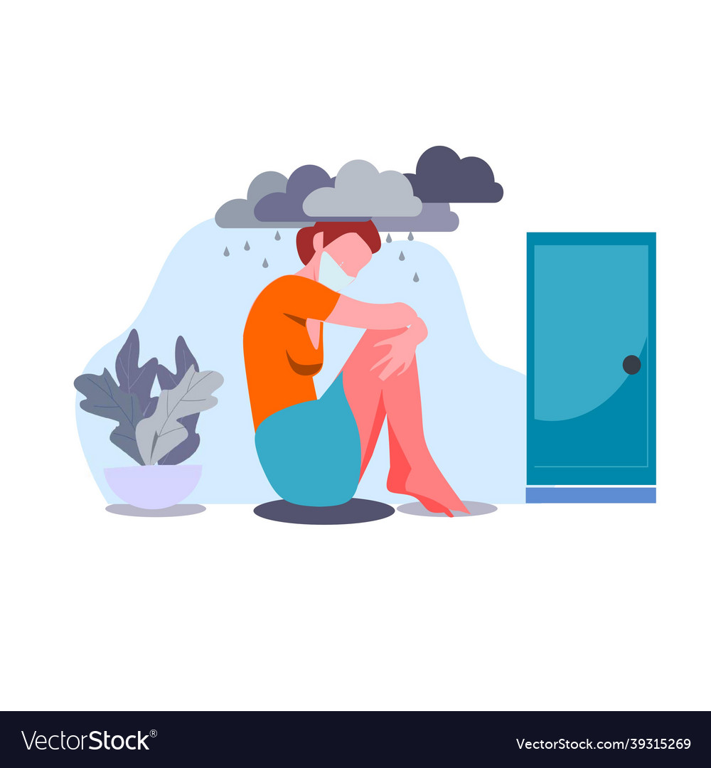 Woman wearing mask depressed vector image Woman wearing mask depressed
