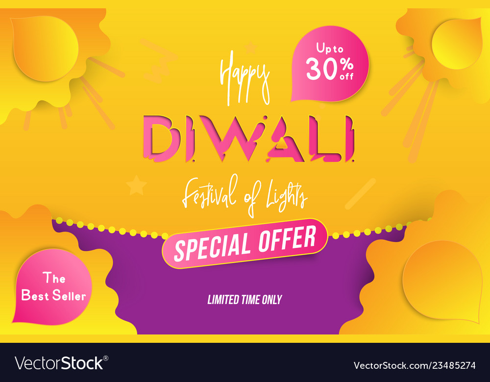 Banner diwali festival of lights with special