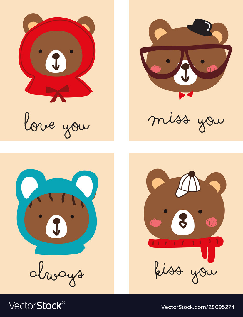 Cute bear doodle set