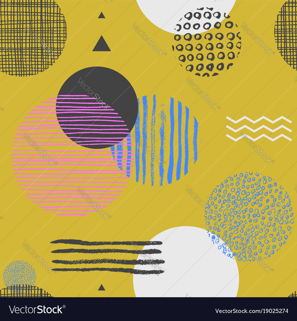 Geometric seamless pattern with circles triangles