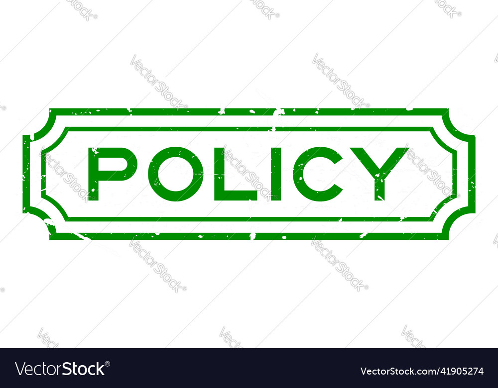 Grunge green policy word square rubber seal stamp Vector Image