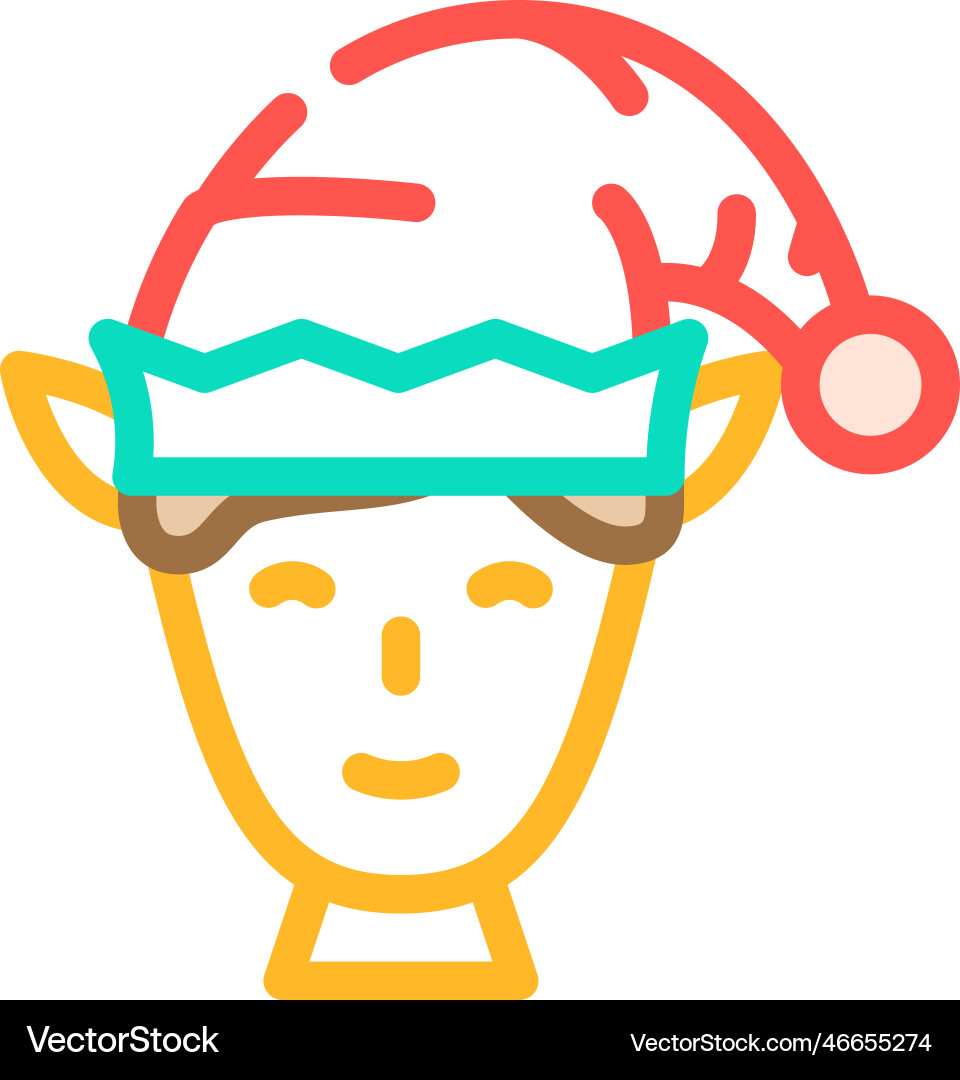 Head elf christmas cute color icon Royalty Free Vector Image