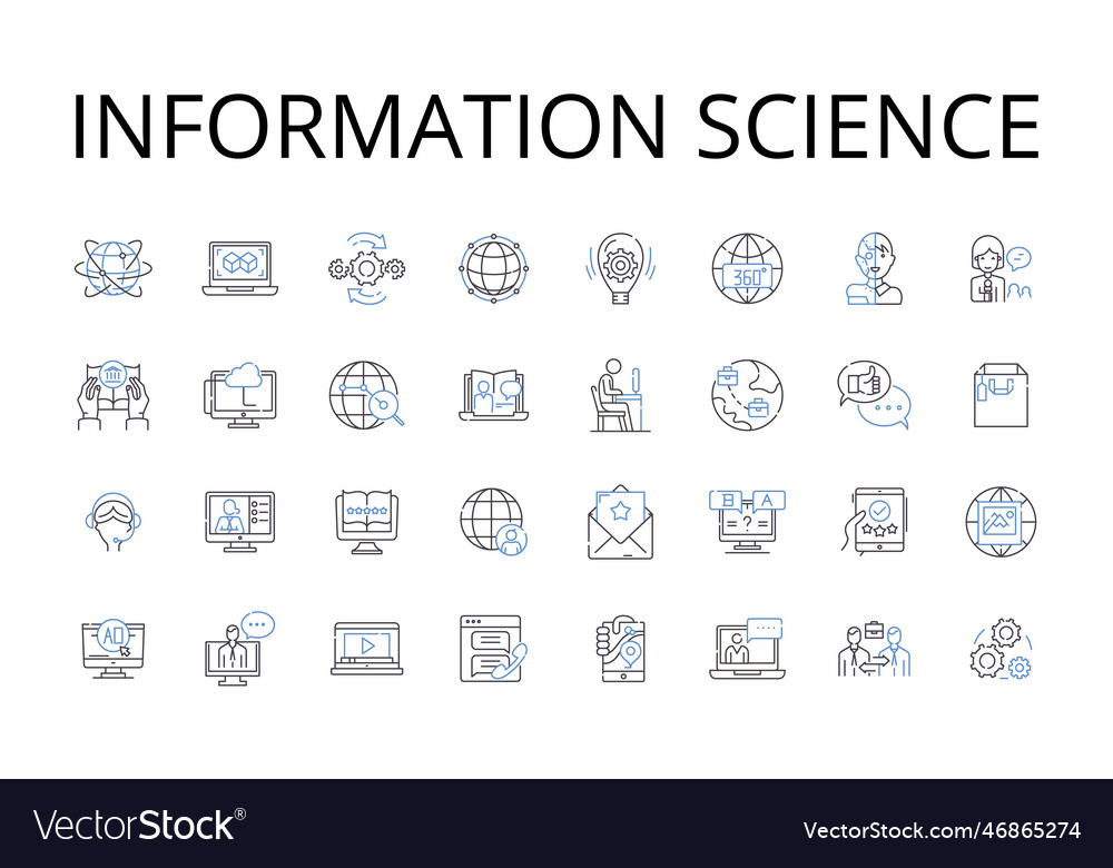 Information science line icons collection vector image Information science line icons collection