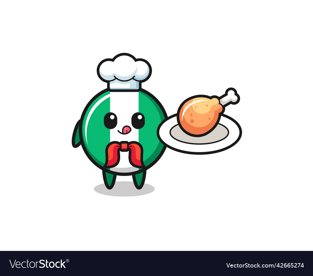 Nigeria flag fried chicken chef cartoon character