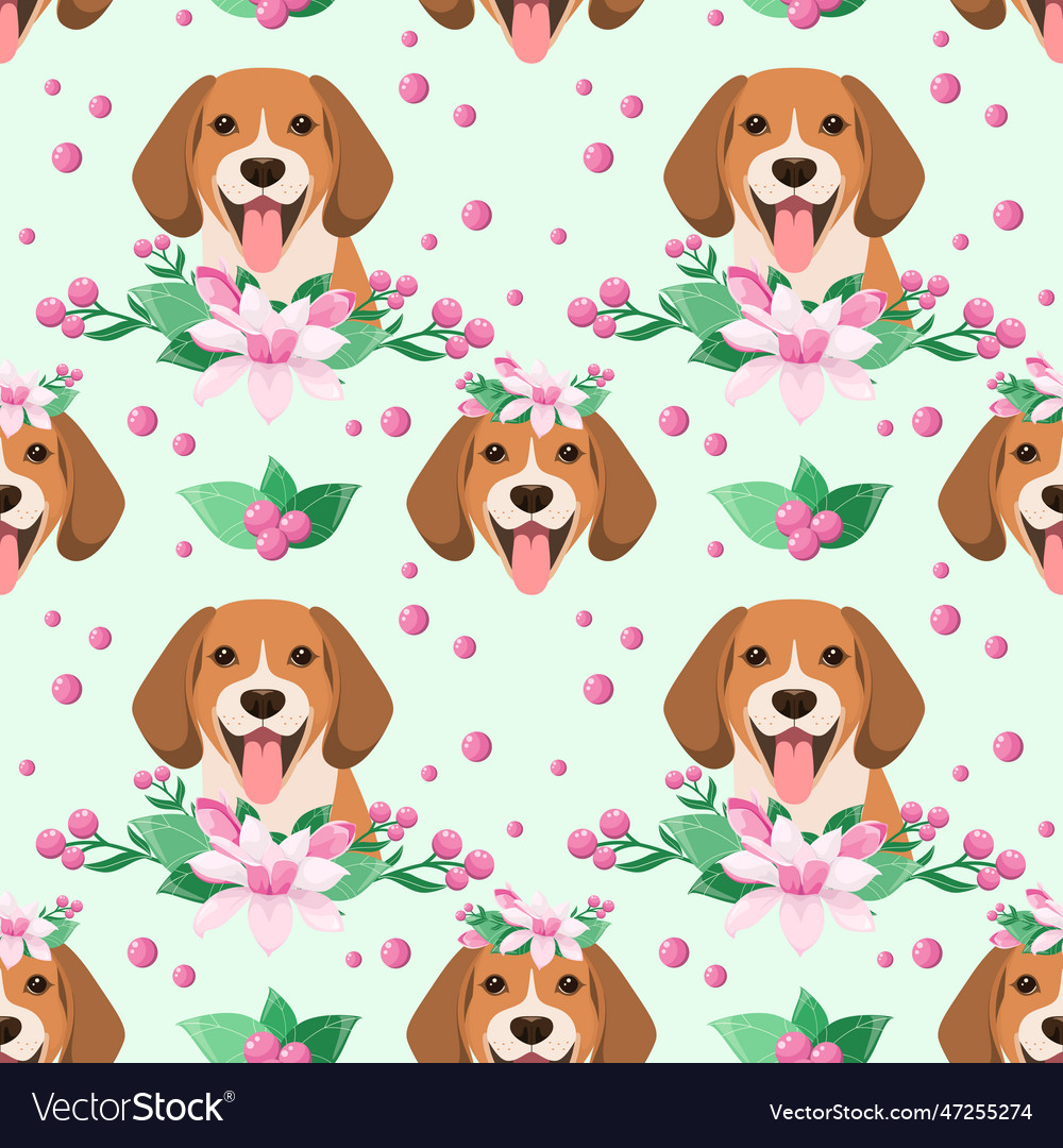 Seamless pattern with a beagle dog