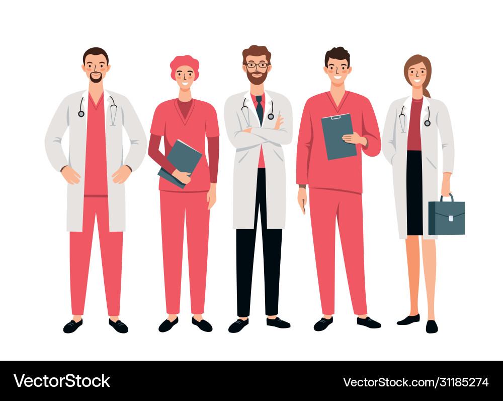 Set doctors and nurses Royalty Free Vector Image