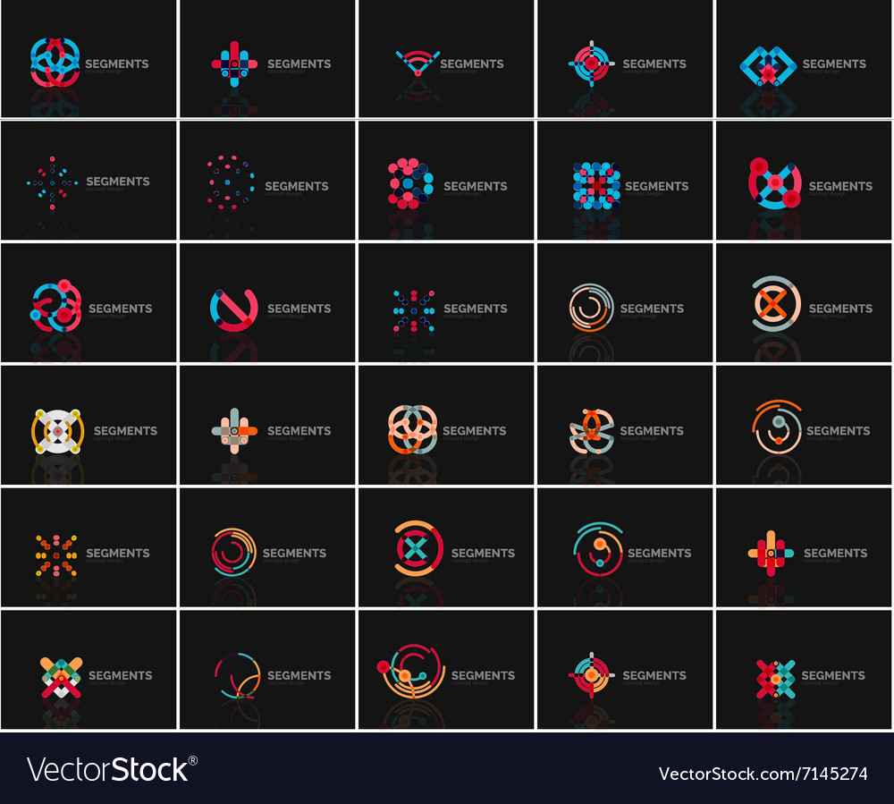 Set of linear abstract logos and swirl shapes