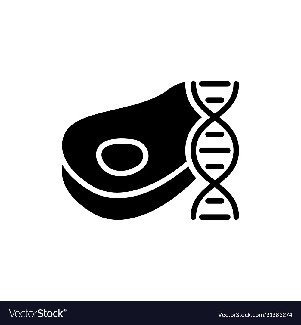 Silhouette lab grown meat dna strand beef steak