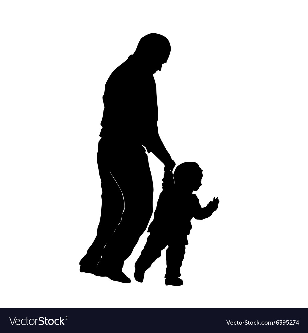 Silhouette of a man and a small child Royalty Free Vector