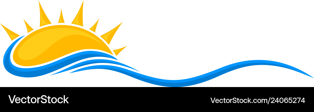 Sun Over Ocean Waves Royalty Free Vector Image