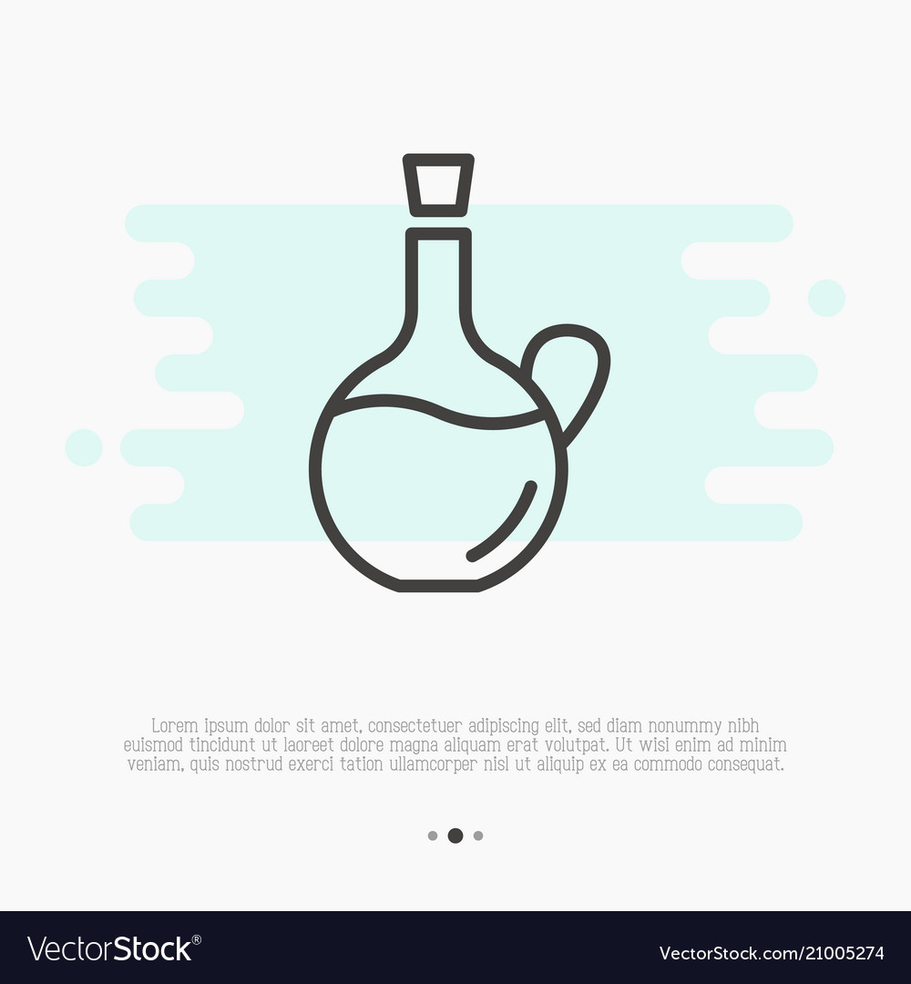 Thin line icon of olive oil bottle