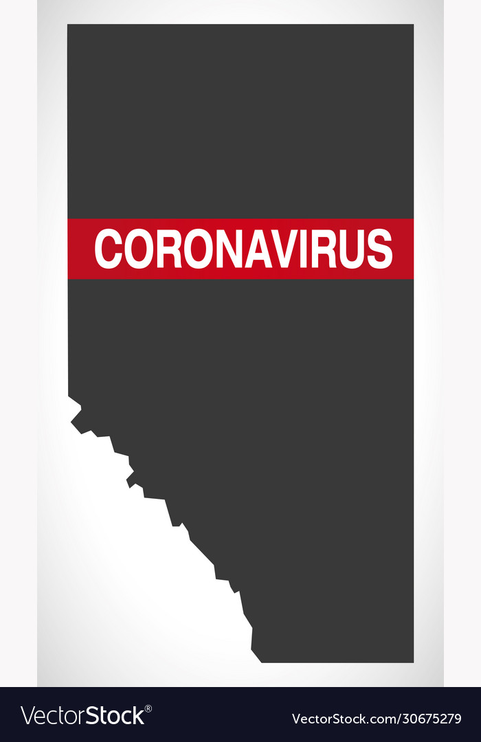 Alberta canada map with coronavirus warning Vector Image