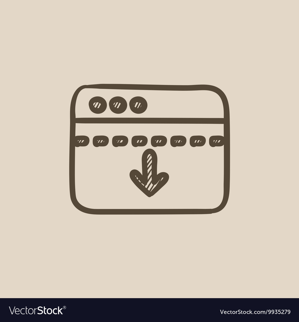 Browser window with arrow down sketch icon
