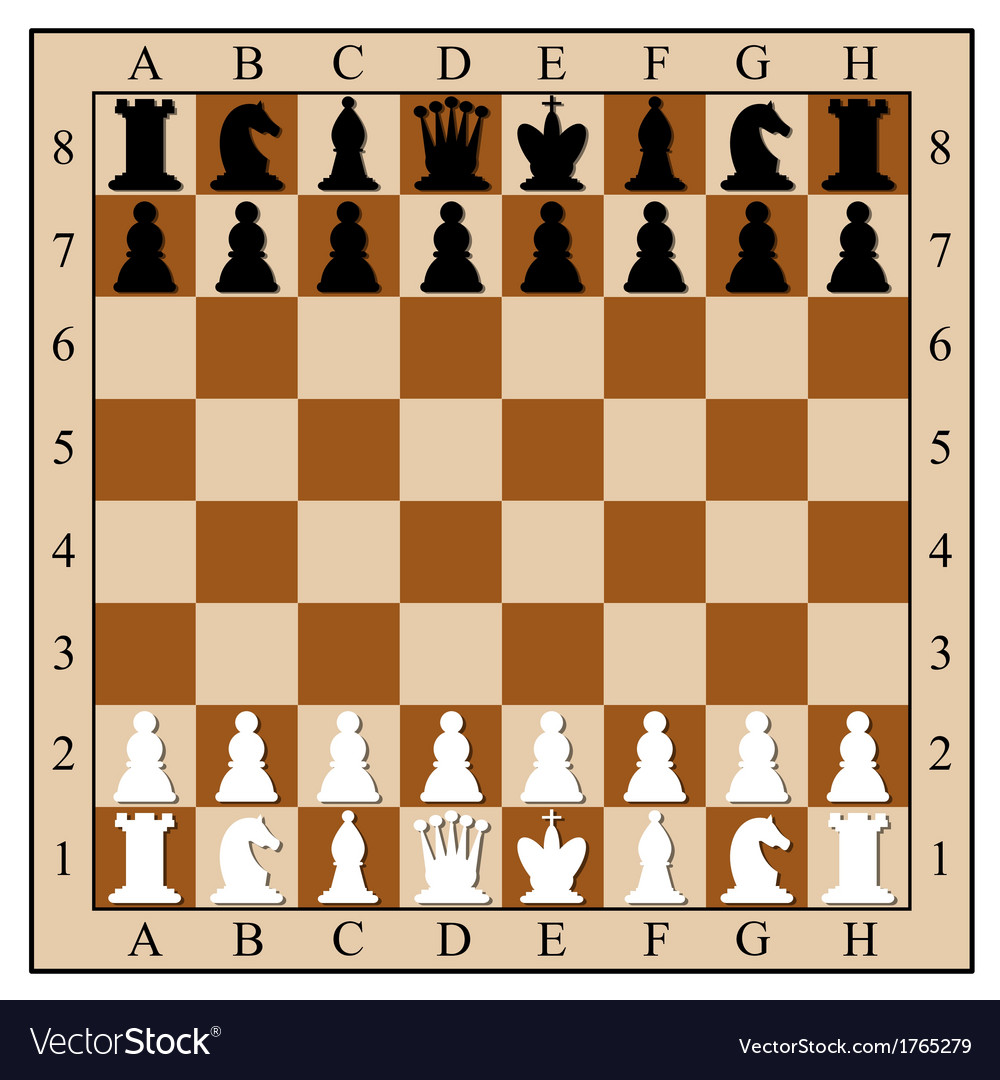 Chess board with pieces Royalty Free Vector Image