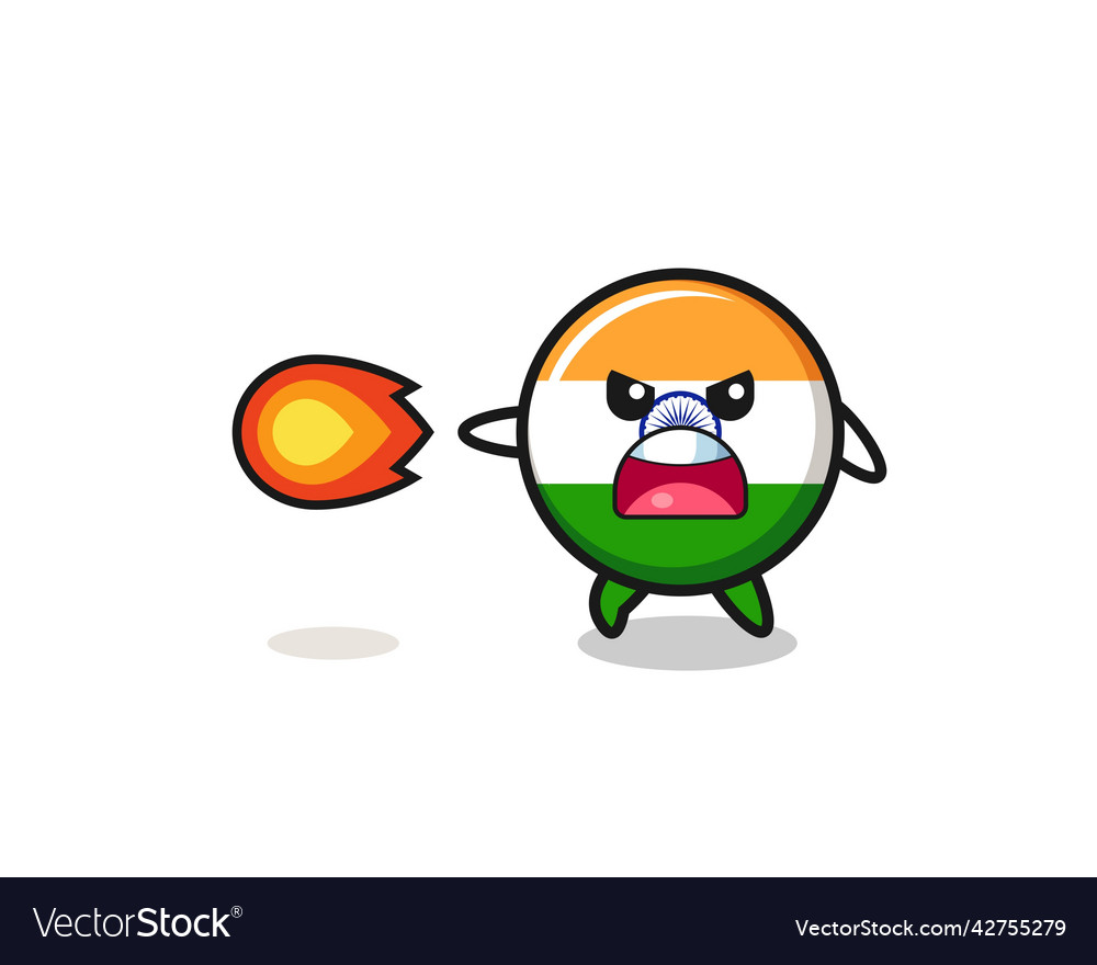 Cute india flag mascot is shooting fire power