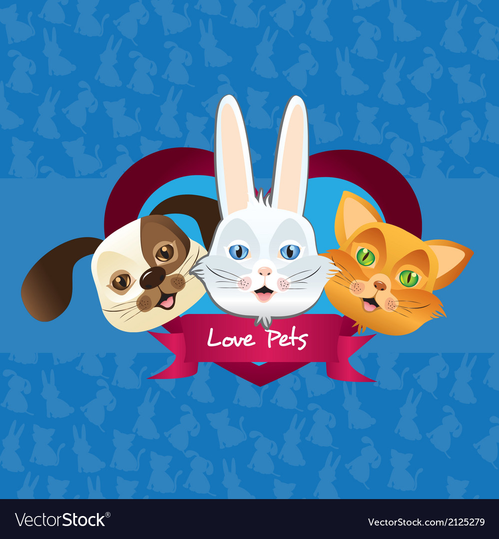 Dog cat and rabbit label issolated over background