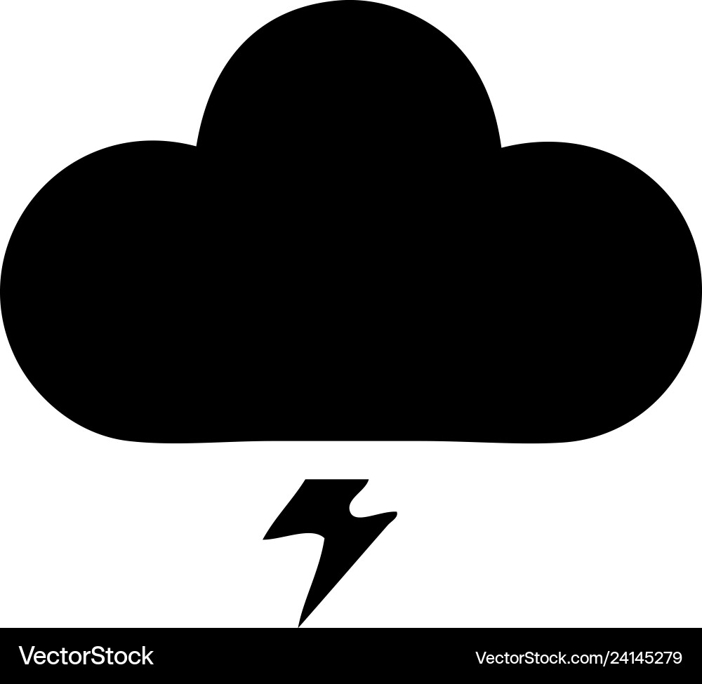 Flat symbol thunder cloud Royalty Free Vector Image