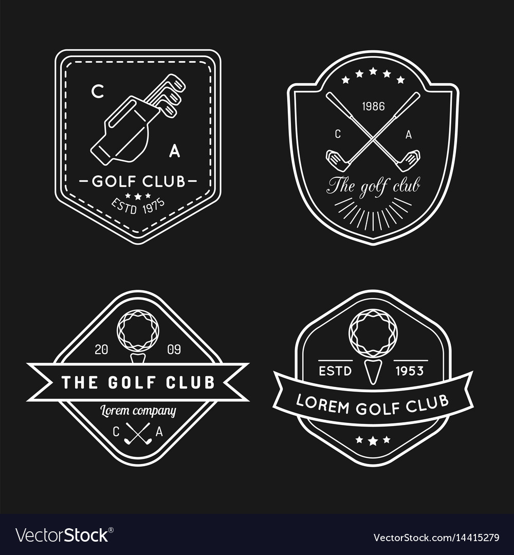 Golf logo set sports club linear Royalty Free Vector Image