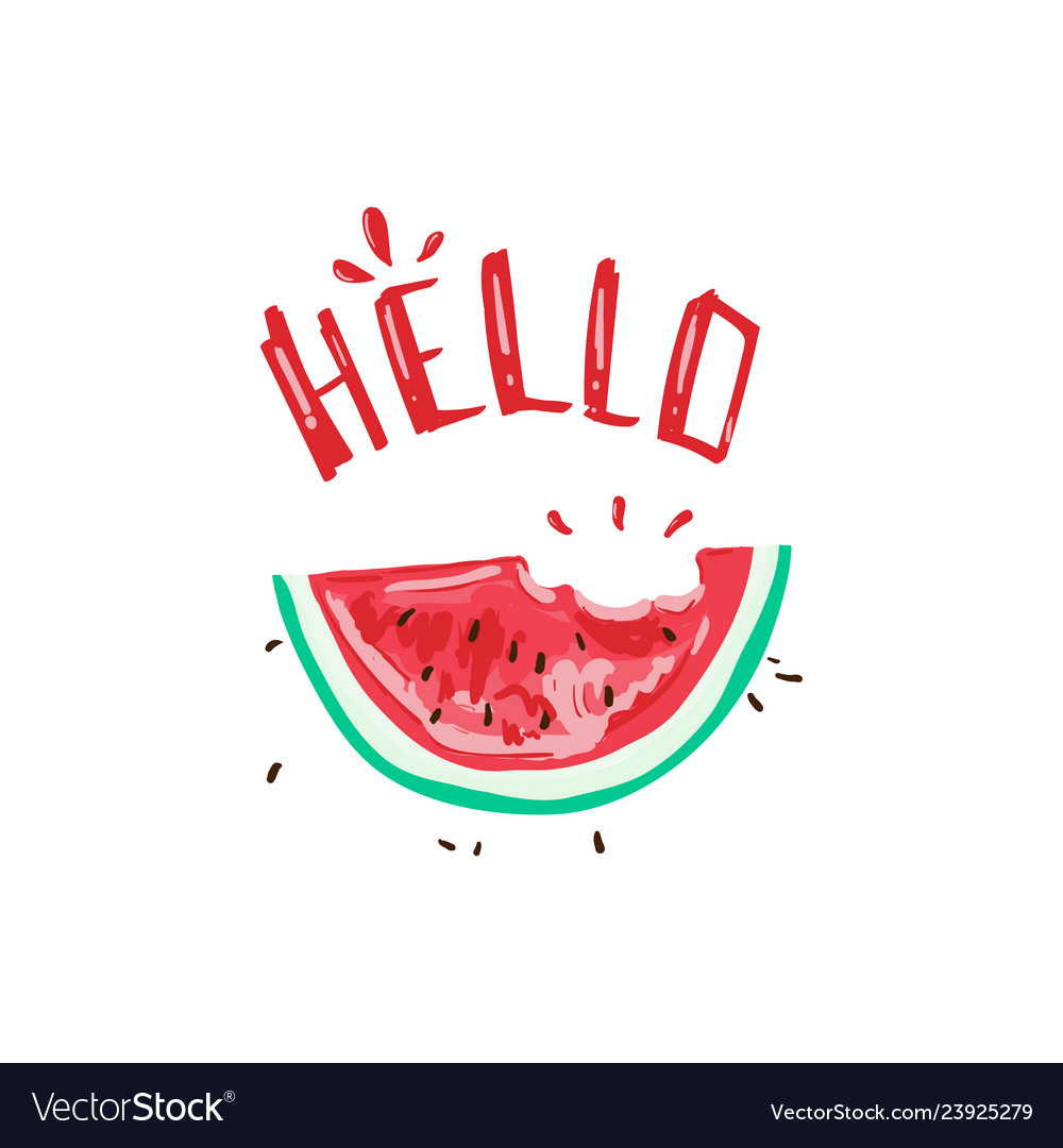 Hello tropical summer slogan with watermelon