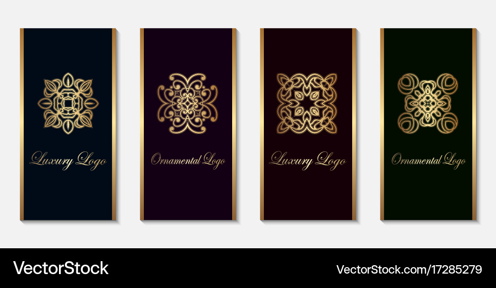 Logo design templates set with golden gradient Vector Image