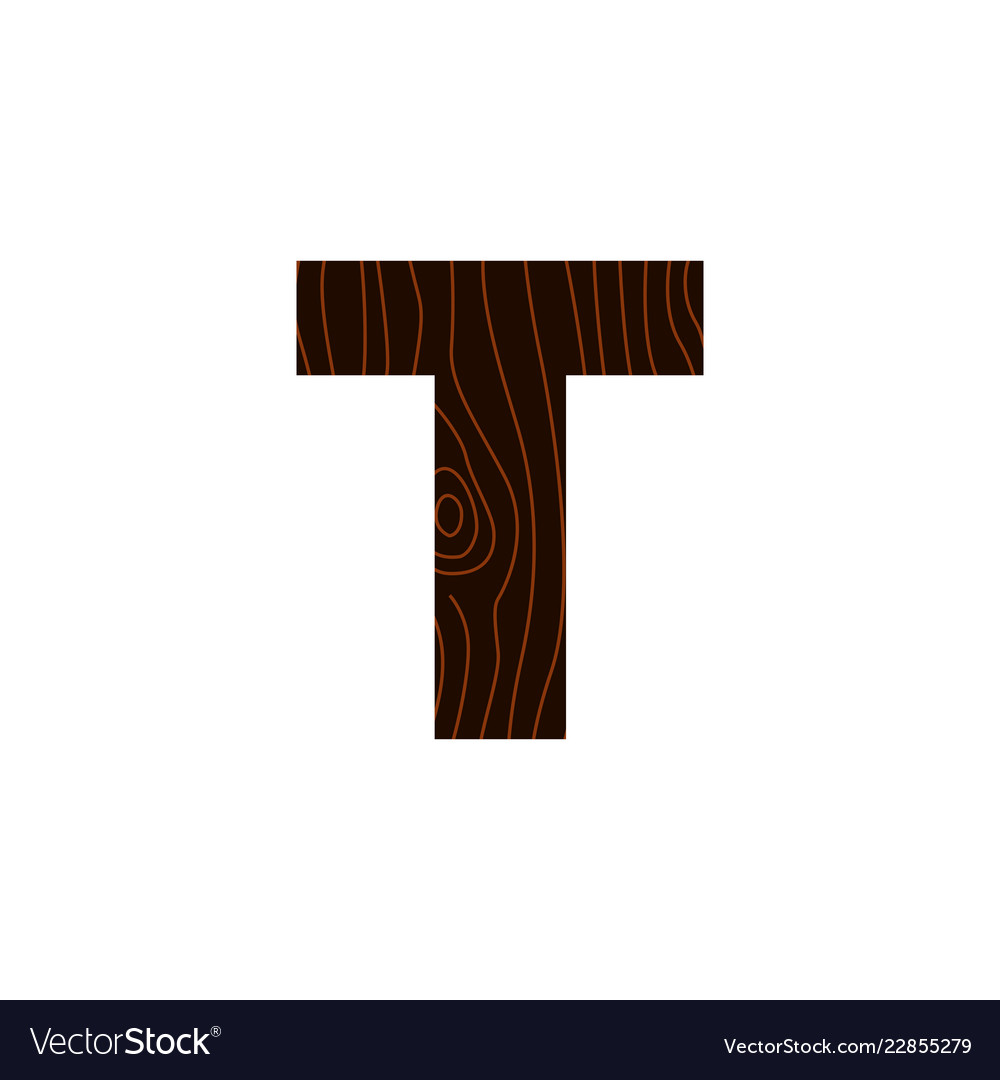 Logo letter t wood texture Royalty Free Vector Image