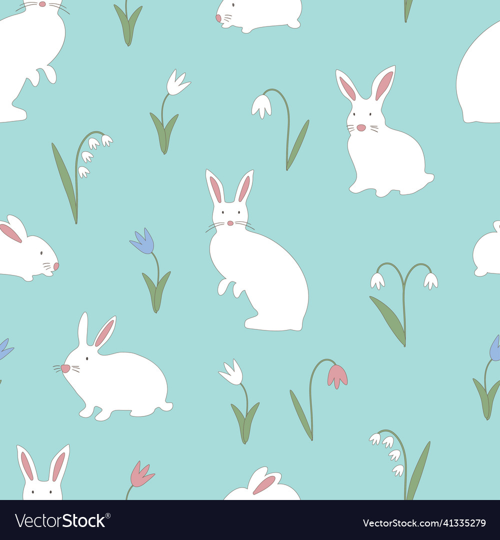 Seamless pattern with white hare or rabbit vector image Seamless pattern with white hare or rabbit