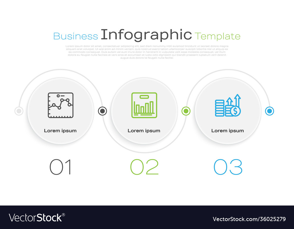 Set line browser with growth graph pie chart vector image Set line browser with growth graph pie chart