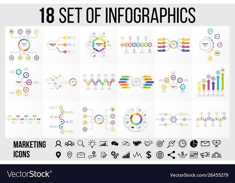 Set of infographics elements design template vector image Set of infographics elements design template