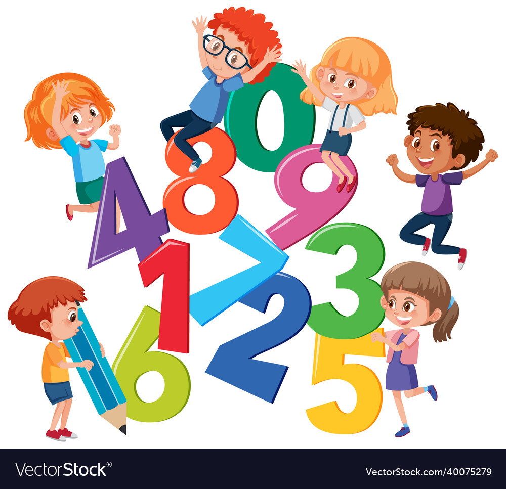 Set of number with kids Royalty Free Vector Image