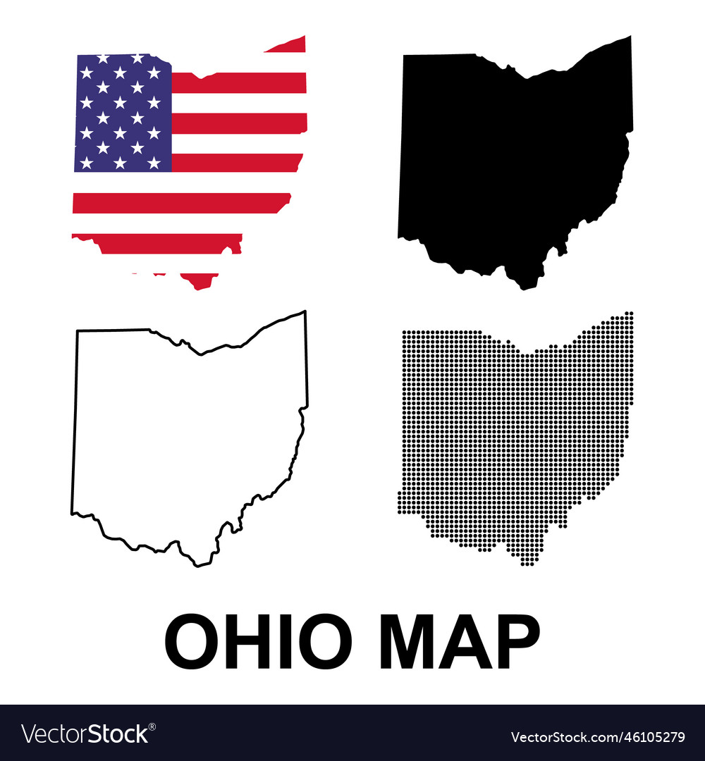 Set of ohio map united states of america flat Vector Image