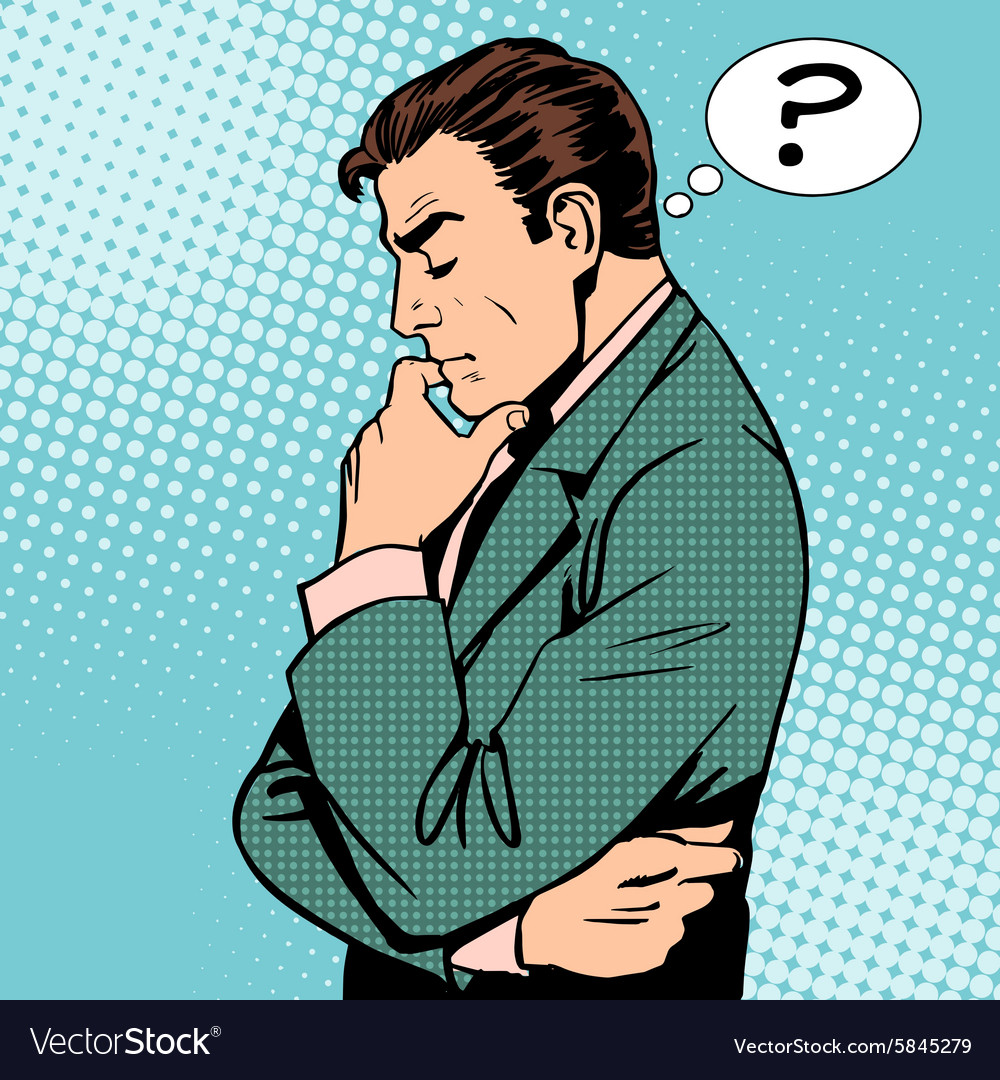 Thinking businessman questions Royalty Free Vector Image