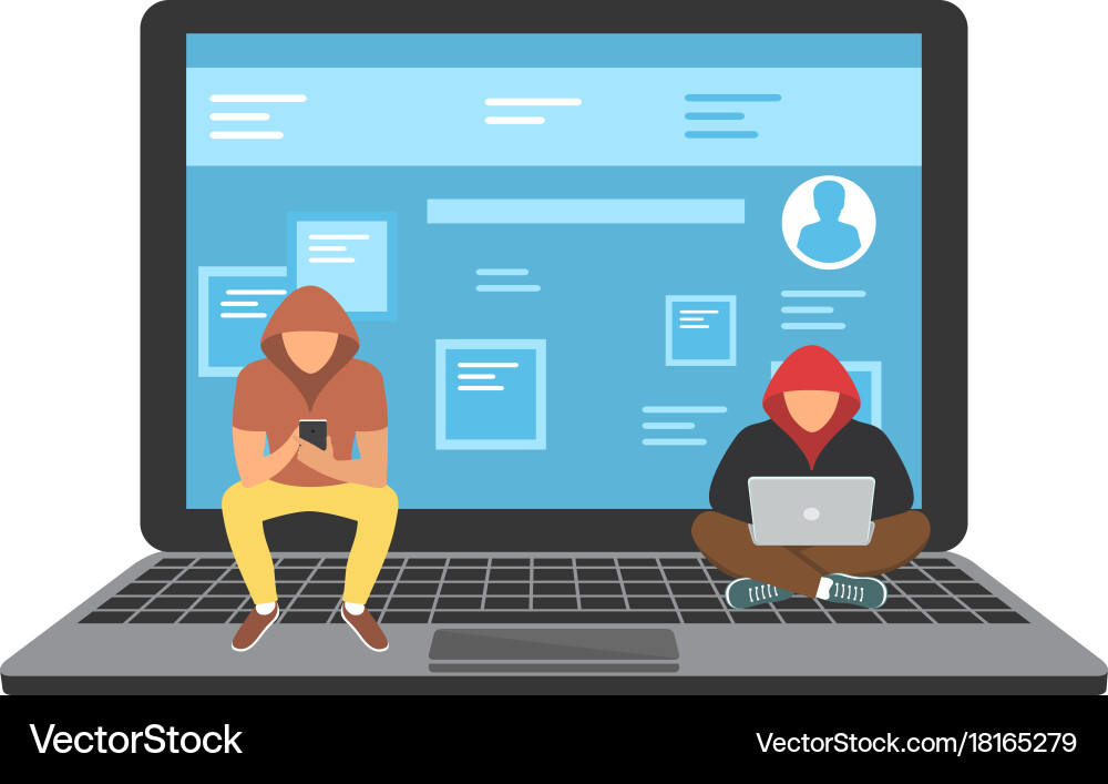 Young hackers sitting Royalty Free Vector Image
