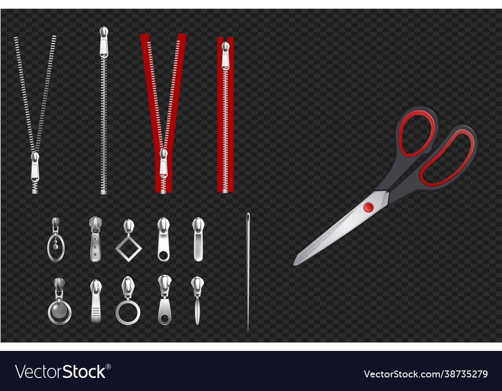 Zipper pulls closure hooks on transparent vector image Zipper pulls closure hooks on transparent