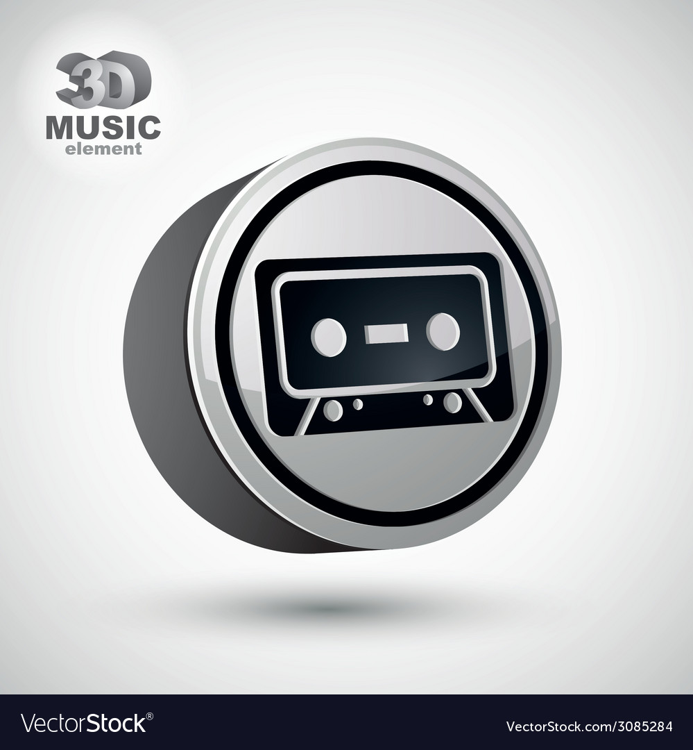 Audio cassette icon isolated 3d music theme design