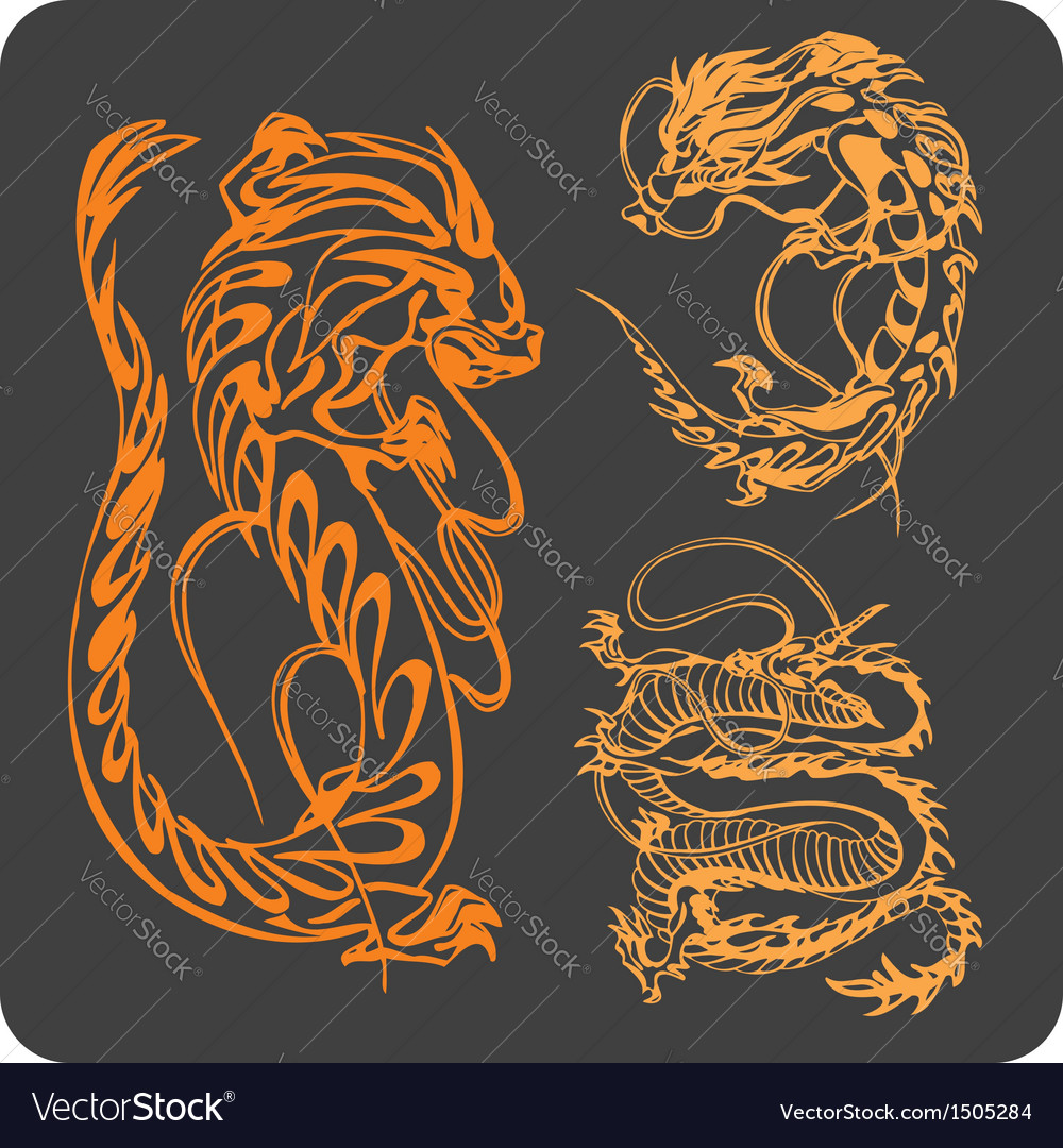 Chinese dragons - set