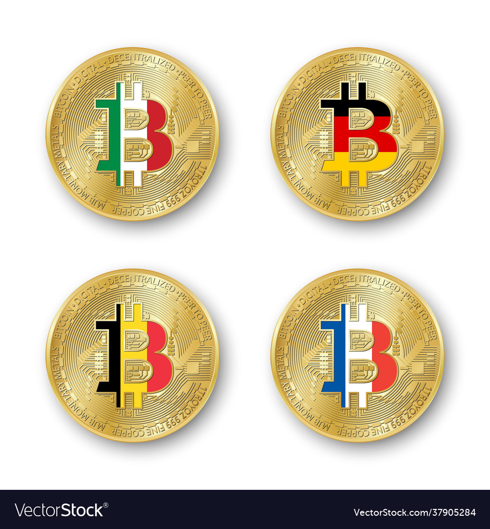 Italien deutschland belgium und frankreich bitcoin coins vector image Italien deutschland belgium und frankreich bitcoin coins