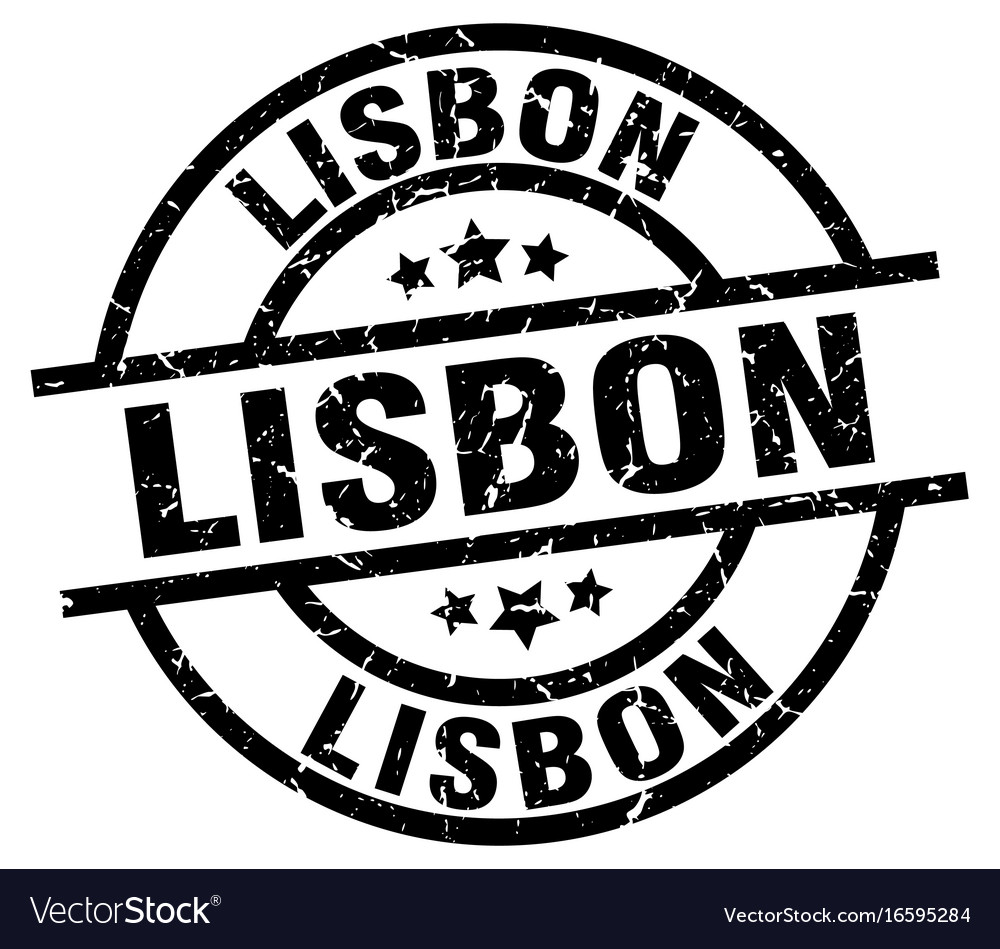 Lisbon black round grunge stamp Royalty Free Vector Image