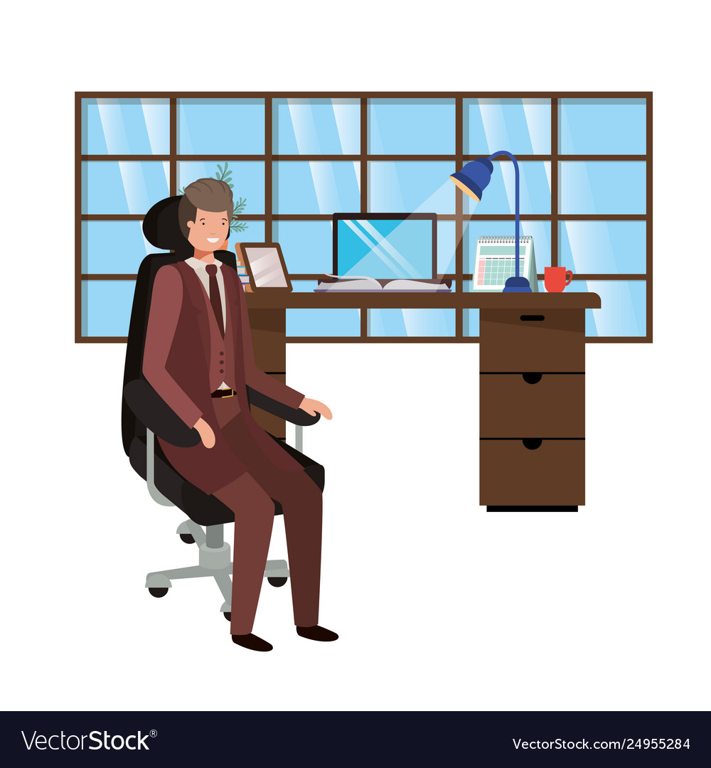 Man working in office avatar character