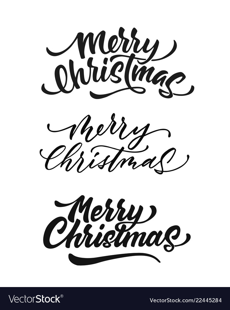 Merry Christmas Lettering Script Ink Sign Vector Image