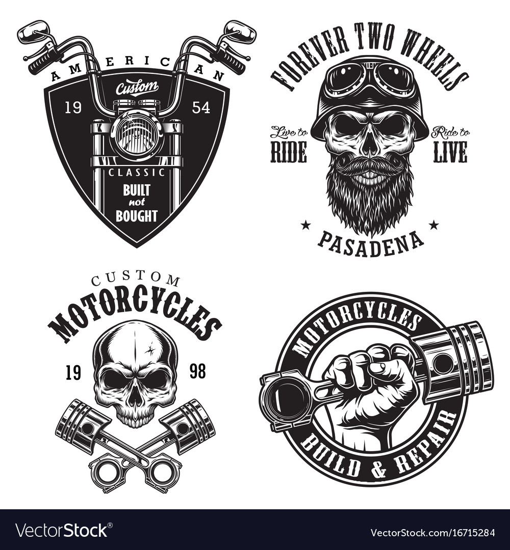 Set custom motorcycle emblems Royalty Free Vector Image